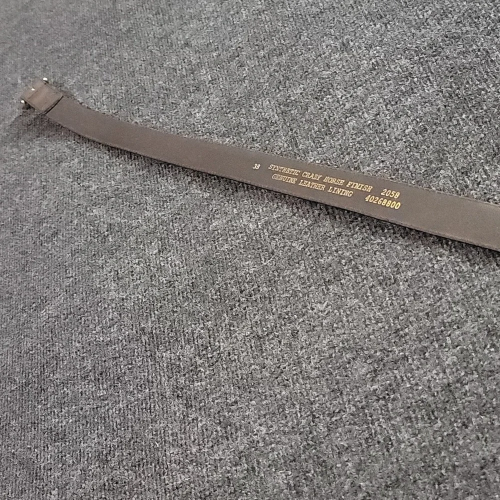 Brown Dress Belt Synthetic Crazy Horse Finish Leather‎ Lining Brass Buckle 38